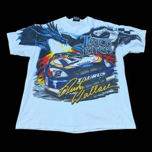 Vintage 90s NASCAR Rusty Wallace Track Slayer Dragon All Over Print T-Shirt